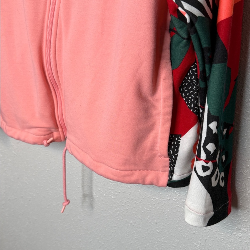 Adidas x Farm Rio Women's Pink Zippered Abstract Sleeve Hooded Track Top Small - Picture 5 of 7